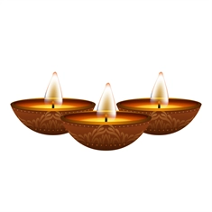 Diwali Decoration Floral Pattern Brown Diya Transparent Sticker